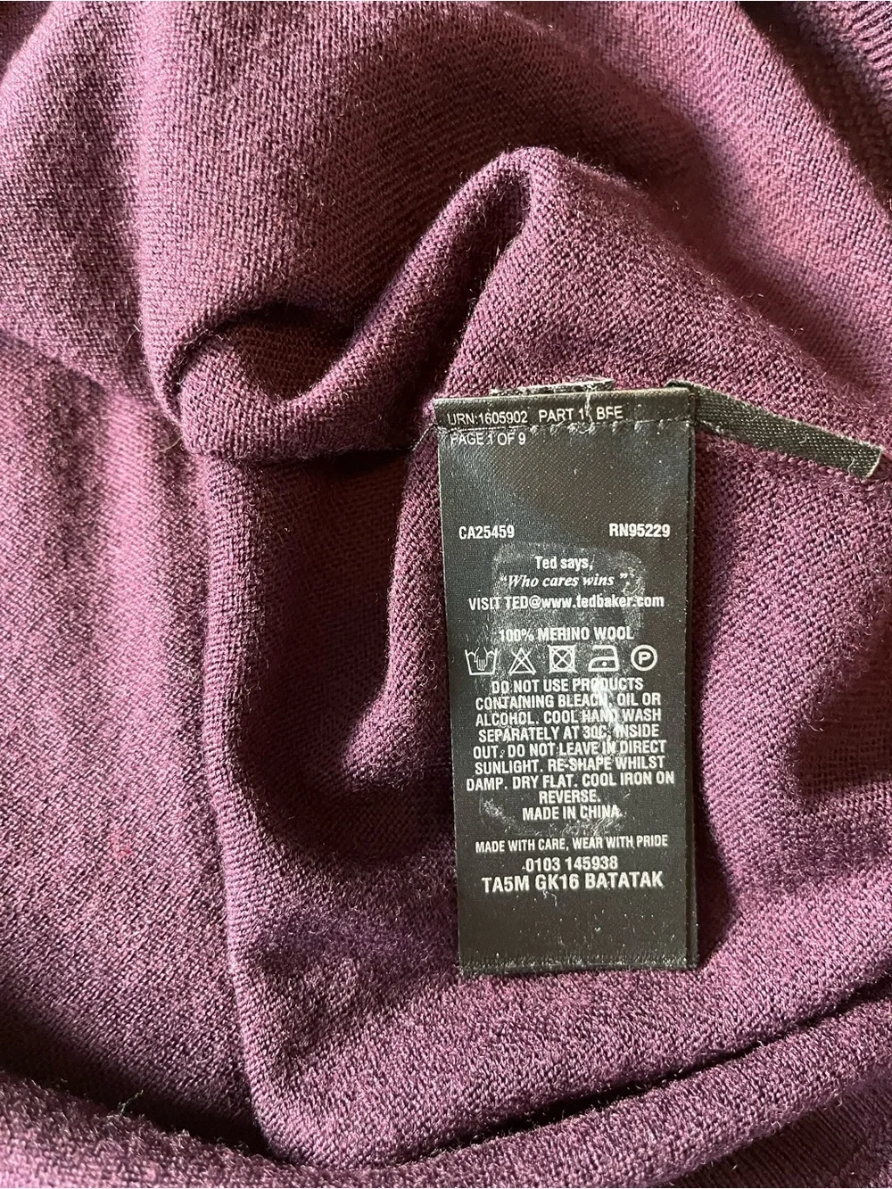 Ted Baker Men's V-Neck Sweater in Plum